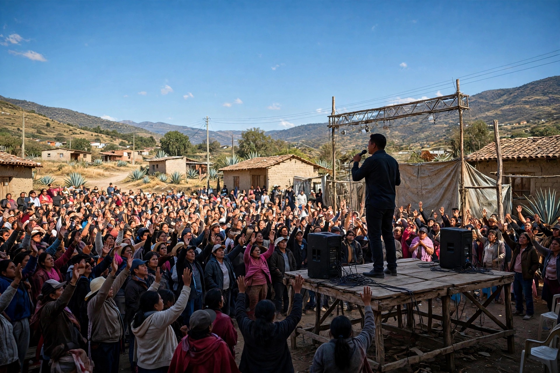 Crowd at an open-air gospel crusade